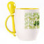 A cup with a spoon. Yellow (250 ml)