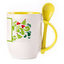 A cup with a spoon. Yellow (250 ml)