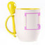 A cup with a spoon. Yellow (250 ml)