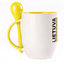 A cup with a spoon. Yellow (250 ml)