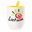 A cup with a spoon. Yellow (250 ml)