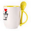 A cup with a spoon. Yellow (250 ml)