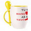 A cup with a spoon. Yellow (250 ml)