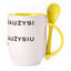 A cup with a spoon. Yellow (250 ml)
