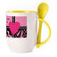 A cup with a spoon. Yellow (250 ml)