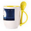 A cup with a spoon. Yellow (250 ml)