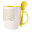 A cup with a spoon. Yellow (250 ml)