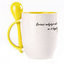 A cup with a spoon. Yellow (250 ml)
