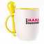 A cup with a spoon. Yellow (250 ml)