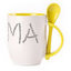 A cup with a spoon. Yellow (250 ml)