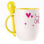 A cup with a spoon. Yellow (250 ml)