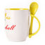 A cup with a spoon. Yellow (250 ml)