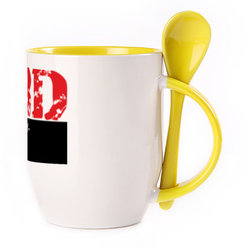 A cup with a spoon. Yellow (250 ml)