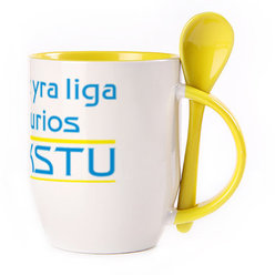 A cup with a spoon. Yellow (250 ml)