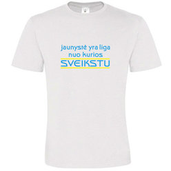 Vyriški marškinėliai su Jūsų nuotrauka, užrašu, balti