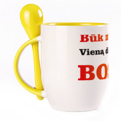 A cup with a spoon. Yellow (250 ml)