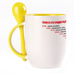 A cup with a spoon. Yellow (250 ml)