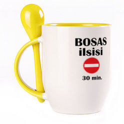 A cup with a spoon. Yellow (250 ml)
