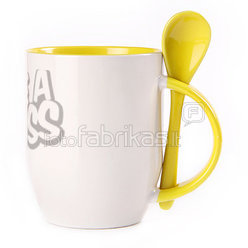 A cup with a spoon. Yellow (250 ml)