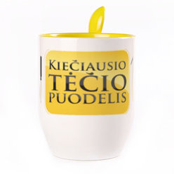 Puodelis su šaukšteliu. Geltonas (250 ml)