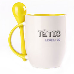 A cup with a spoon. Yellow (250 ml)