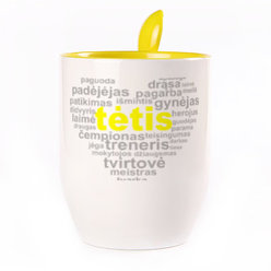 Puodelis su šaukšteliu. Geltonas (250 ml)