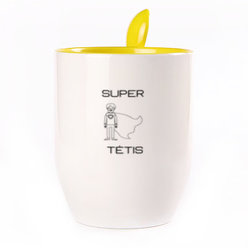 Puodelis su šaukšteliu. Geltonas (250 ml)