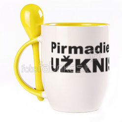 Puodelis su šaukšteliu. Geltonas (250 ml)
