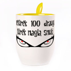 Puodelis su šaukšteliu. Geltonas (250 ml)