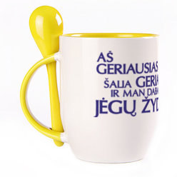 Puodelis su šaukšteliu. Geltonas (250 ml)