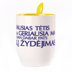Puodelis su šaukšteliu. Geltonas (250 ml)
