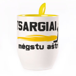 Puodelis su šaukšteliu. Geltonas (250 ml)
