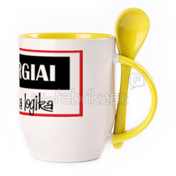Puodelis su šaukšteliu. Geltonas (250 ml)