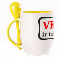 A cup with a spoon. Yellow (250 ml)