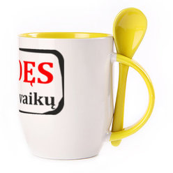 A cup with a spoon. Yellow (250 ml)
