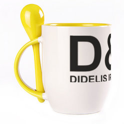 A cup with a spoon. Yellow (250 ml)