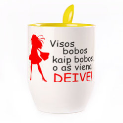 Puodelis su šaukšteliu. Geltonas (250 ml)
