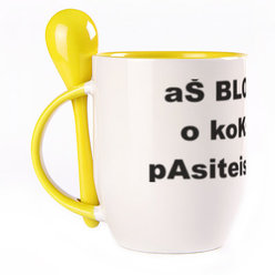 A cup with a spoon. Yellow (250 ml)