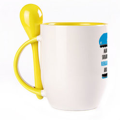 A cup with a spoon. Yellow (250 ml)