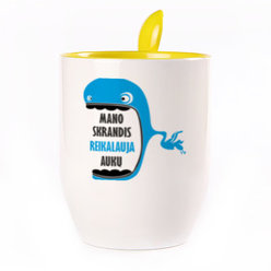 A cup with a spoon. Yellow (250 ml)