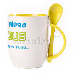 Puodelis su šaukšteliu. Geltonas (250 ml)