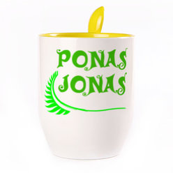 Puodelis su šaukšteliu. Geltonas (250 ml)