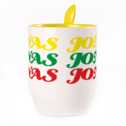 Puodelis su šaukšteliu. Geltonas (250 ml)