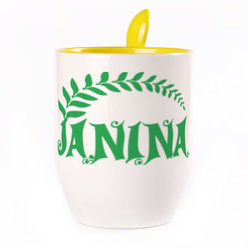 Puodelis su šaukšteliu. Geltonas (250 ml)