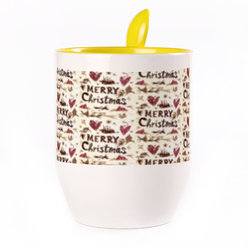 A cup with a spoon. Yellow (250 ml)