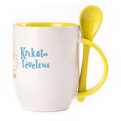 Puodelis su šaukšteliu. Geltonas (250 ml)