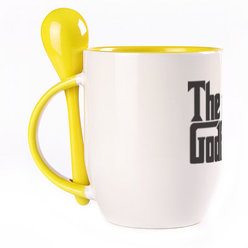A cup with a spoon. Yellow (250 ml)