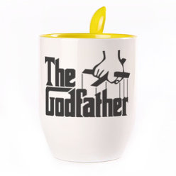 A cup with a spoon. Yellow (250 ml)