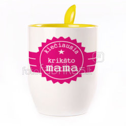 Puodelis su šaukšteliu. Geltonas (250 ml)