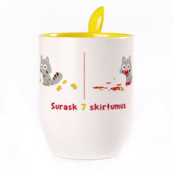 Puodelis su šaukšteliu. Geltonas (250 ml)